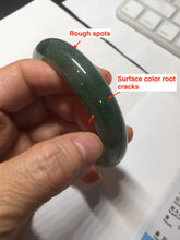 Load image into Gallery viewer, 57.5mm Certified 100% natural Type A icy watery oily dark green/gray(老油青) jadeite jade bangle PB160-0372
