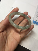 Load image into Gallery viewer, 52mm Certified Type A 100% Natural icy watery light green/dark green/black oval Jadeite bangle PD108-8546
