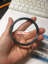Load image into Gallery viewer, 58.4mm Certified Type A 100% Natural dark green/blue/gray with flying snow Guatemala slim round cut Jadeite bangle PD50-5519
