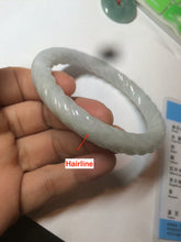 Load image into Gallery viewer, 57.8mm Certified 100% Natural type A light green/white vintage twist style Jadeite Jade bangle S62-0850
