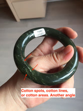 Load image into Gallery viewer, 55.5mm certified 100% Natural dark green/gray/black chubby round cut nephrite Hetian Jade bangle HF85-0882
