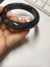 Load image into Gallery viewer, 52.5mm certified Type A 100% Natural yellow black(WuJi) black Jadeite Jade bangle PB105-3090
