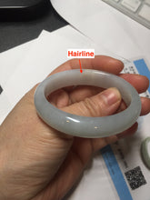 Load image into Gallery viewer, 47mm certified 100% natural Type A icy watery light green white oval jadeite jade bangle AU43-8151
