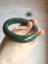 Load image into Gallery viewer, 57mm type A 100% Natural icy dark green/black jadeite jade bangle AY36-1097
