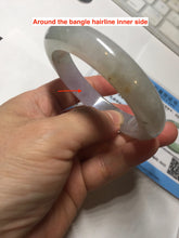 Load image into Gallery viewer, 53.8mm certified 100% natural Type A icy water light green/pule/brown/gray(FU LU SHOU) jadeite jade bangle BP159-5038
