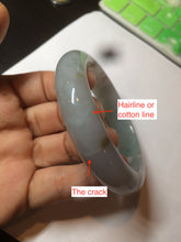 Load image into Gallery viewer, Reserved! Please don&#39;t order. 56.8mm certified type A 100% Natural icy watery green/white/brown/purple jadeite jade bangle Z127-4408
