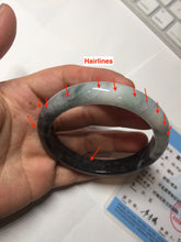 Load image into Gallery viewer, 卖了 55.5mm certified Type A 100% Natural black white light green (WuJi) Half Mountain, Half Water(半山半水) Jadeite Jade bangle PB157-58846
