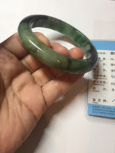 Load image into Gallery viewer, Sold  58.8mm Certified 100% natural Type A sunny green dark green/black(绿水墨)  jadeite jade bangle PB57-9764
