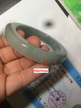 Load image into Gallery viewer, 55.2mm certified type A 100% Natural light green/gray square style Jadeite Jade bangle AX78-5249
