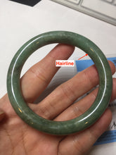 Load image into Gallery viewer, 55.5mm Certified Type A 100% Natural  dark green/gray round cut Jadeite Jade bangle D155-5370
