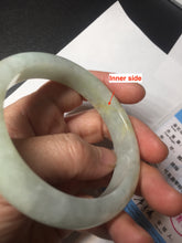 Load image into Gallery viewer, 56.6mm certified 100% natural Type A icy watery light yellow/white with jadeite jade bangle BL55-3278
