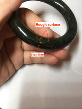 Load image into Gallery viewer, 54.7mm certified 100% Natural dark green/gray/black round cut Hetian nephrite Jade bangle HF78-0129
