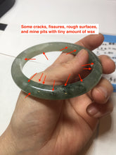 Load image into Gallery viewer, 58mm Certified Type A 100% Natural icy watery light green/dark green/black Jadeite bangle PD110-8526
