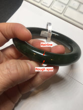 Load image into Gallery viewer, 57.5mm certified 100% Natural dark green/black chubby round cut Hetian nephrite Jade bangle HT39-0122
