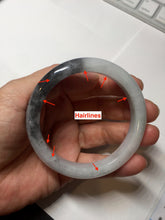 Load image into Gallery viewer, 51.5mm certified Type A 100% Natural black white light green (WuJi) Half Mountain, Half Water(半山半水) Jadeite Jade bangle PB158-5849
