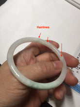 Load image into Gallery viewer, 56mm 100% natural Type A icy watery light green white slim round cut jadeite jade bangle AD110-8098
