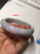 Load image into Gallery viewer, 57.8mm 100% natural certified light green purple yellow(FU LU SHOU) jadeite jade bangle N38-7344
