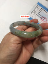 Load image into Gallery viewer, 51mm certified Type A 100% Natural icy watery dark green black(WuJi) oval Jadeite Jade bangle BM110-2672
