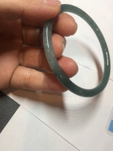 Load image into Gallery viewer, 61mm Certified Type A 100% Natural icy watery deep sea dark green/blue/gray/black slim round cut Guatemala Jadeite bangle X148-2091
