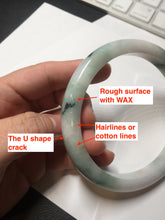 Load image into Gallery viewer, 75mm certified Type A 100% Natural light green purple red with green floating flowers plus size Jadeite Jade bangle AY97-9628
