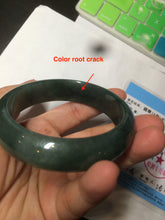 Load image into Gallery viewer, 57mm type A 100% Natural icy dark green/black jadeite jade bangle AY36-1097
