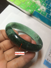 Load image into Gallery viewer, 56.6mm Certified Type A 100% Natural dark green/sunny green Jadeite Jade bangle K104-2840
