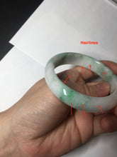 Load image into Gallery viewer, 54mm 100% natural certified sunny green/white (白底青) jadeite jade bangle BL36-5240
