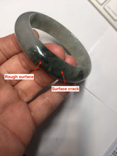 Load image into Gallery viewer, 53.7mm certificated Type A 100% Natural dark green gray black Jadeite Jade bangle S87-7052
