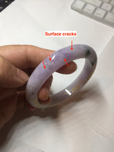 Load image into Gallery viewer, 56mm Certified 100% Natural type A green/light purple carved and golden-painted Jadeite Jade bangle PC70-(8712)
