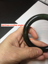 Load image into Gallery viewer, 54.7mm certified 100% Natural dark green/gray/black round cut Hetian nephrite Jade bangle HF78-0129
