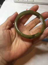 Load image into Gallery viewer, 53.2mm certified type A 100% Natural green/yellow with dark green floating flowers Jadeite Jade bangle PC104-9106
