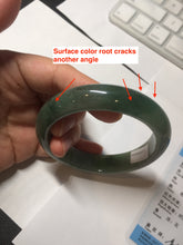 Load image into Gallery viewer, 57.5mm Certified 100% natural Type A icy watery oily dark green/gray(老油青) jadeite jade bangle PB160-0372
