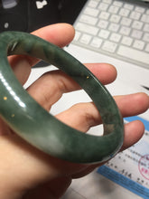 Load image into Gallery viewer, 57.2mm certified natural Type A oily dark green/black jadeite jade bangle BG77-0408
