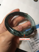 Load image into Gallery viewer, 58mm Certificate dark green/black/white sunny green/purple jadeite jade bangle BP27-4053
