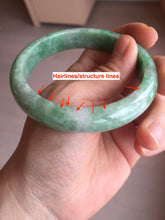 Load image into Gallery viewer, 59mm certified Type A 100% Natural sunny green white gray Jadeite Jade bangle BS80-9893
