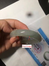 Load image into Gallery viewer, 53.5mm certified 100% natural Type A icy watery green/gray jadeite jade bangle AF86-0223
