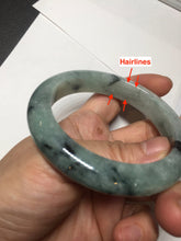 Load image into Gallery viewer, 56.5mm Certified Type A 100% Natural icy watery light green dark green chubby Jadeite Jade bangle BP36-8907
