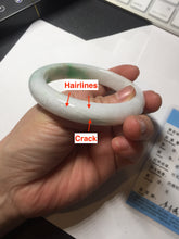 Load image into Gallery viewer, 58mm Certified Type A 100% Natural sunny green/white(白底青) Jadeite Jade bangle AM100-2810
