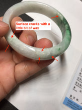 Load image into Gallery viewer, 47mm certified 100% natural Type A sunny green white oval jadeite jade bangle BP49-9340
