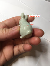 Load image into Gallery viewer, 100% Natural white beige with black/brown flying dandelions Osmanthus fragrant nephrite Jade bunny desk decor/worry stone HE100
