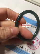 Load image into Gallery viewer, 50.5mm Certified Type A 100% Natural dark green/blue/gray Guatemala slim round cut oval Jadeite bangle BP195-2469
