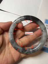 Load image into Gallery viewer, RESERVED! please don&#39;t order. Thank you. 55.5mm certified Type A 100% Natural black white light green (WuJi) chubby round cut Jadeite Jade bangle PB159-5845
