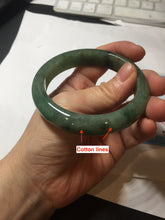 Load image into Gallery viewer, 55.5mm Certified Type A 100% Natural oily dark green(老油青)/gray Jadeite bangle BG227-3215
