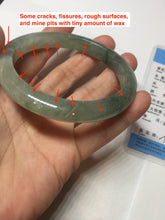 Load image into Gallery viewer, 58mm Certified Type A 100% Natural icy watery light green/dark green/black Jadeite bangle PD110-8526
