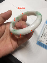 Load image into Gallery viewer, 57mm Certified Type A 100% Natural sunny green/white(白底青) Jadeite Jade bangle AY91-2805
