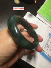 Load image into Gallery viewer, 57mm type A 100% Natural icy dark green/black jadeite jade bangle AY36-1097
