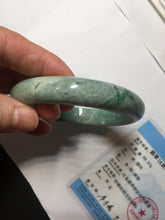 Load image into Gallery viewer, 60.5mm certified Type A 100% Natural sunny green gray black Jadeite Jade bangle BS81-9872
