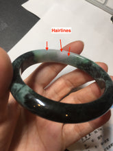 Load image into Gallery viewer, 58mm Certificate dark green/black/white sunny green/purple jadeite jade bangle BP27-4053
