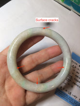 Load image into Gallery viewer, 58.9mm certified 100% natural type A light sunny green/purple/yellow chubby round cut jadeite jade bangle BF37-9225
