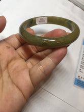 Load image into Gallery viewer, 53.2mm certified type A 100% Natural green/yellow with dark green floating flowers Jadeite Jade bangle PC104-9106
